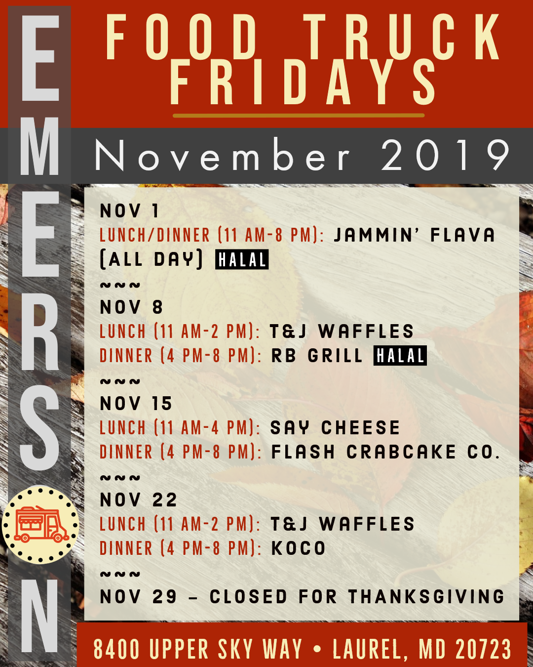 Emerson Food Truck Fridays - November 2019